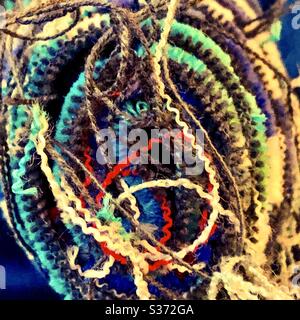 Woolen threads colorful pattern from roll is f Moquette carpet fabric Stock Photo