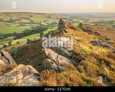 Ramshaw Rocks in the Peak District, Rngland on a summers day at sunset Stock Photo