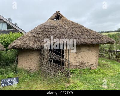 Roundhouse at Butser Ancient Farm, Hampshire, England Stock Photo