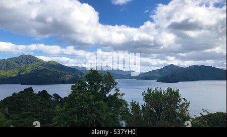 View of the Marlborough Sounds in New Zealand South Island Stock Photo