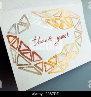 Hand painted watercolor thank you card Stock Photo - Alamy