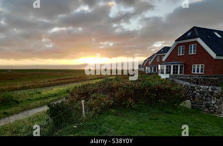 A sunset in Ribe, Denmark Stock Photo