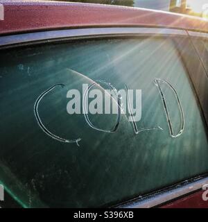 Ice on a car window Stock Photo
