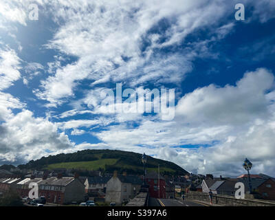 Aberystwyth, West Wales, UK. Friday 28th August 2020. Weather: a sunny morning in Aberystwyth with a beautiful cloudscape. Photo Credit: Rose Voon / Alamy Live News. Stock Photo