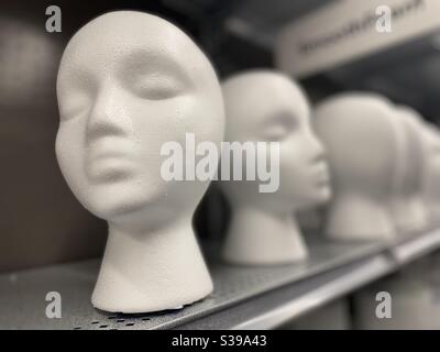 Female styrofoam head on display Stock Photo