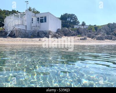 White House on moonlight bay Kemer turkey Stock Photo