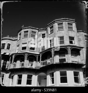 A faux tintype photograph of Georgian houses in Clifton, Bristol, UK Stock Photo