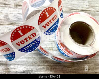 Roll of I voted stickers Stock Photo