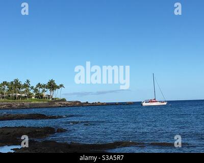 Boat at Mauna Lani on the Big Island, Hawaii. Stock Photo