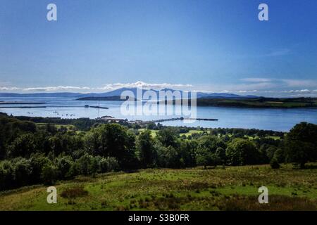View of Cumbrae, Little Cumbrae, Bute and Arran from the west coast of Scotland.