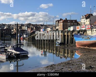 Low tide in Scarborough harbour Stock Photo
