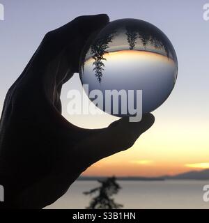 Sunset in my hand Stock Photo