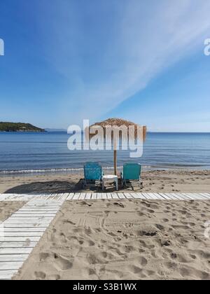 Beach in Aegina island, Saronic Gulf, Greece, Europe Stock Photo