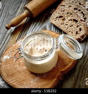Sourdough starter bread Stock Photo