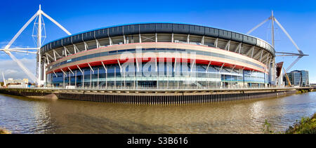 Panoramic view of the Principality Stadium in Cardiff, Wales. Stock Photo