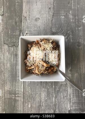 Tagliatelle with a homemade venison Bolognese sauce Stock Photo