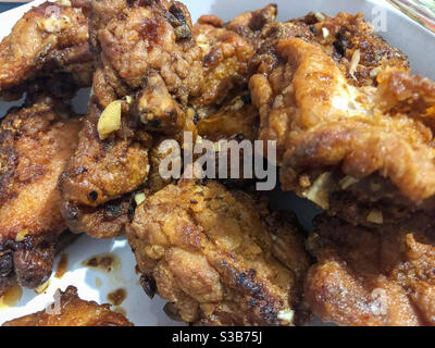 A plate of fried chicken. Stock Photo