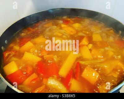 Butternut squash soup cooking Stock Photo