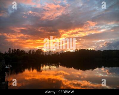 Red skies at ‘de Poel’ Stock Photo