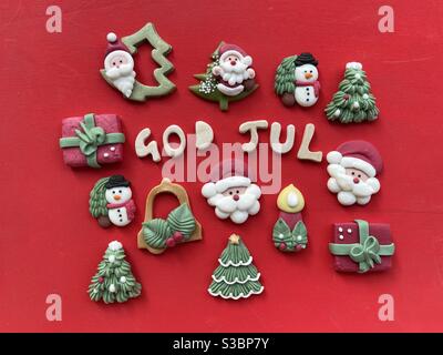 スウェーデン語 クリスマス スタンプ En riktigt God Jul God Jul, Merry Christmas in swedish and norwegian language with