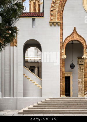 Venetian Renaissance style architecture detail of Memorial Presbyterian Church in St. Augustine, Florida, USA. This church was built by Henry Flagler in 1899 as a memorial to his daughter. Stock Photo