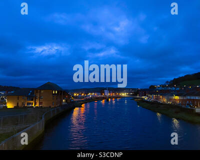 Aberystwyth, West Wales, UK. Monday 11th January 2021. Weather: a stunning Bluehour fills the skies in Aberystwyth. Photo Credit ©️ Rose Voon / Alamy Live News. Stock Photo