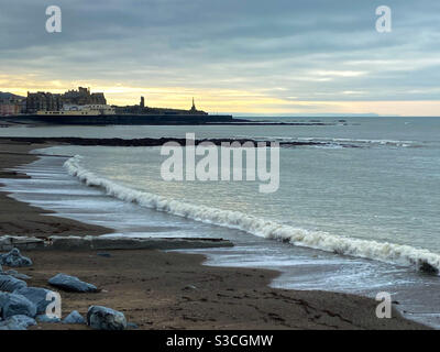 Aberystwyth, West Wales, UK. Friday 15th January 2021. Weather: a beautiful day in Aberystwyth by the beach, cool breeze and refreshing sounds of the waves. Photo Credit ©️ Rose Voon / Alamy Live News Stock Photo