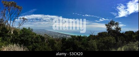 Looking out over Port Phillip Bay and the Mornington Peninsula Victoria Australia Stock Photo