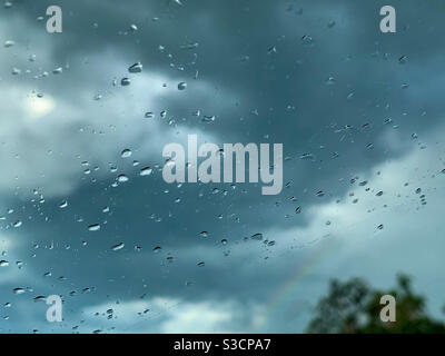 Rain on he car window Stock Photo