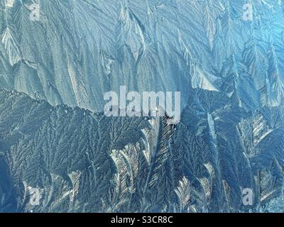Heavy winter frost on window Stock Photo
