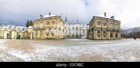 Royal palace, panoramic view. La Granja de san Ildefonso, Segovia, Castilla Leon, Spain Stock Photo