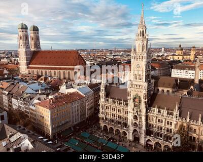 Marienplatz, the main square, in Munich Germany Stock Photo