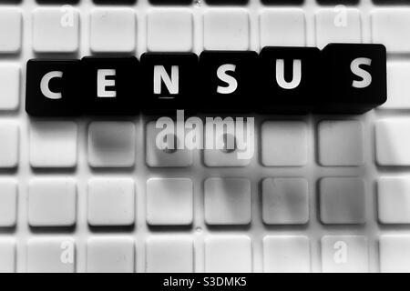 The word census spelt out using tiles Stock Photo
