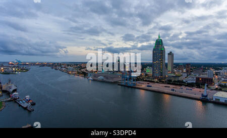 Downtown Mobile, Alabama riverside skyline Stock Photo