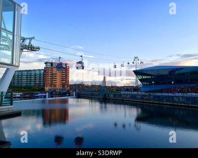 Emirates Air Line cable car in London across the river Thames Stock Photo