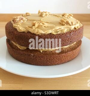 Homemade coffee and walnut cake Stock Photo