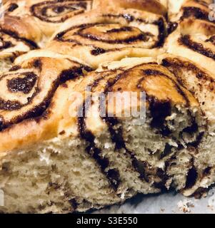 Freshly baked cinnamon roles Stock Photo