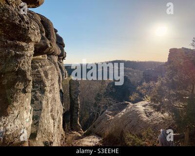 View of Shawnee National Forest from Garden of the Gods in Illinois. Stock Photo