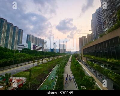 Large residential complexes in Tung Chung, Hong Kong. Stock Photo