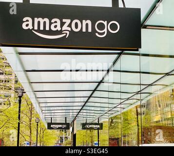 The first Amazon Go store at Amazon’s headquarters in downtown Seattle Stock Photo