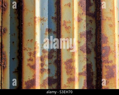 Rusted metal shipping container detail. Stock Photo