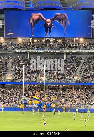 AFL West Coast Eagles score a goal against Collingwood Football Club at Optus Stadium Perth Western Australia. Stock Photo