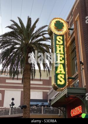 November 2019 Osheas Las Vegas Nevada outdoor neon sign Stock Photo