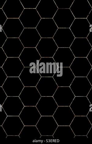 Hexagons on black Stock Photo
