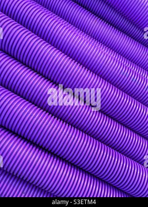 Patterns formed by corrugated plastic piping used for communications cables. Stock Photo