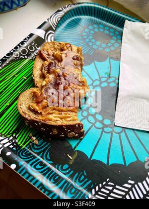 Peanut butter and jelly on toast Stock Photo