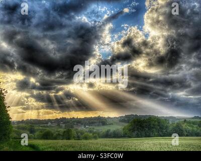 Sky with sun rays Stock Photo