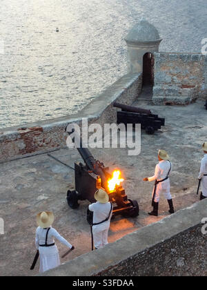 Cannon firing at Castillo de San Marcos, Spanish built fortress in St ...