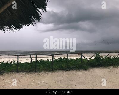 Sand,sky, and the sea: Eastern coast of Zanzibar Island Stock Photo