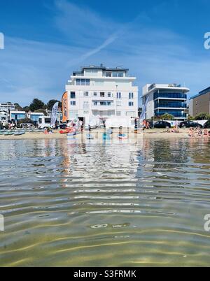 View of Poole from the water with ripples on a summer day Stock Photo